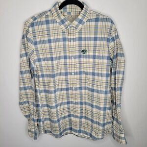 LL Bean Slightly Fitted Oxford Flannel Shirt Men's Medium Plaid Outdoors Cabin